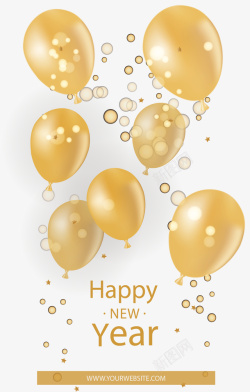 漂浮的金色新年气球矢量图素材