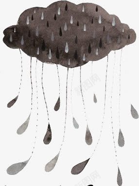 下雨png免抠素材_88icon https://88icon.com 云朵 卡通 彩画 手绘 漫画 灰色 雨点
