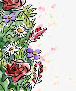 水彩手绘花卉背景矢量图素材