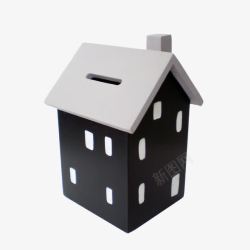 黑白小房子形状存钱罐素材
