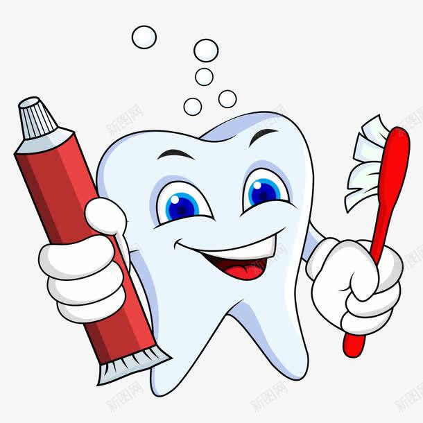 拿着牙膏牙刷的牙齿png免抠素材_88icon https://88icon.com 卡通牙齿 牙刷 牙膏 牙齿 矢量牙膏 矢量牙齿