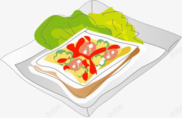 美食三明治png免抠素材_88icon https://88icon.com 手绘 插画 盘子 面包 食物