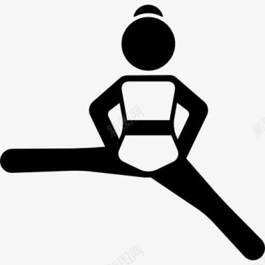 瑜伽运动女人伸展右腿图标图标