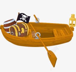 海盗小划船上的两箱财物素材
