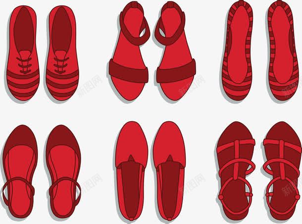 红色鞋子png免抠素材_88icon https://88icon.com 凉鞋 平底鞋 彩绘 懒人鞋 矢量PNG 红色