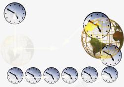 钟表地球线框时间素材