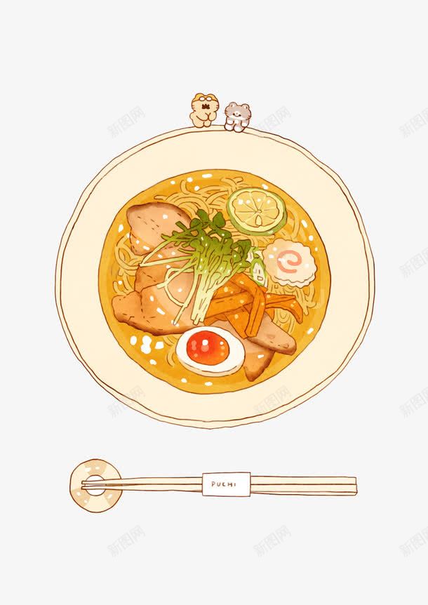 手绘拉面png免抠素材_88icon https://88icon.com 手绘 拉面 美食 面食