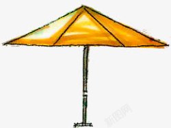 橙色遮阳伞手绘水彩橙色遮阳伞高清图片