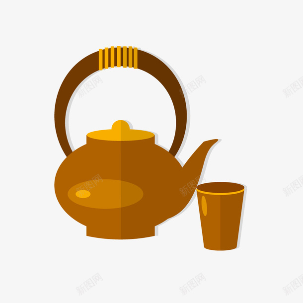 咖啡色茶壶茶杯矢量图ai免抠素材_88icon https://88icon.com 咖啡色 茶壶 茶壶茶杯 茶杯 矢量图