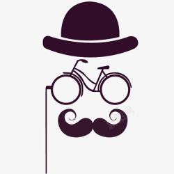 创意帽子自行车胡子素材