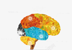 晶格化彩色大脑矢量图素材