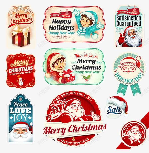 圣诞节标签png免抠素材_88icon https://88icon.com 假期 儿童 圣诞老人 圣诞节 标签