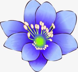 蓝色花朵花蕊元素素材
