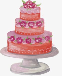 粉色玫瑰三层蛋糕素材