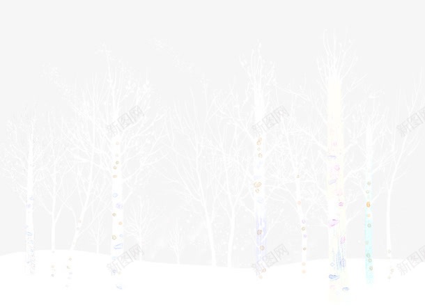 卡通手绘雪景psd免抠素材_88icon https://88icon.com 卡通 手绘 白色 雪景 雪树