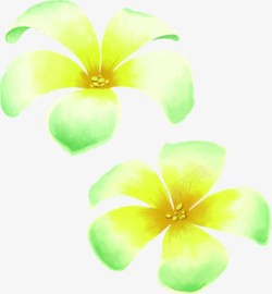 春天黄绿色漂浮花朵手绘装饰素材