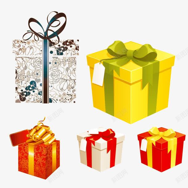 五款礼物盒png免抠素材_88icon https://88icon.com PNG图片 PNG图片素材 PNG素材 PNG素材免费下载 卡通 礼物 礼物盒