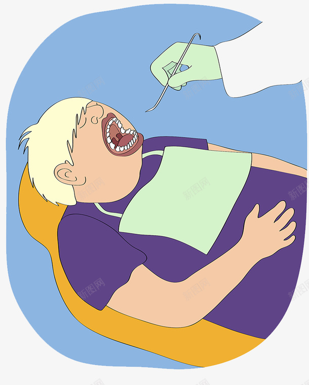 小孩子蛀牙png免抠素材_88icon https://88icon.com 卡通 口腔检查 患者 插画 治疗 牙医 蛀牙 设备工具 躺下 麻醉