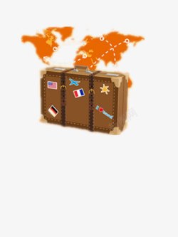 行李箱与地图素材