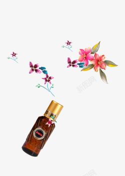 精油瓶与花朵素材