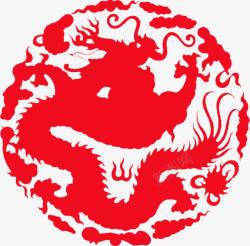 合成手绘红色的中国龙包装盒图腾素材