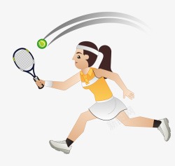 打网球的女孩卡通图素材