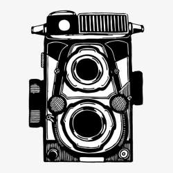 黑白手绘复古照相机素材