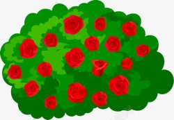 卡通可爱绿树红色花朵素材