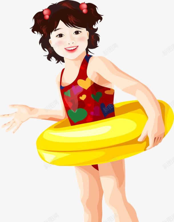 准备游泳的女孩png免抠素材_88icon https://88icon.com 卡通 女孩 游泳 游泳圈