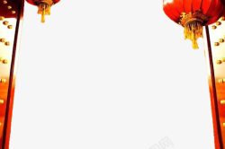 红灯笼开着的大红门素材