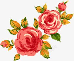 细腻彩绘玫瑰花束素材