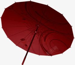 红色花纹打伞素材