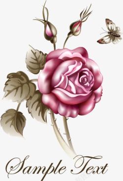 卡通手绘精美玫瑰花素材