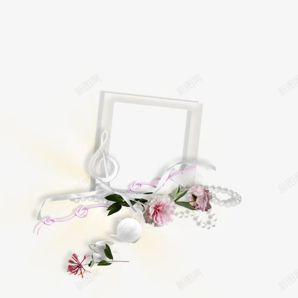 卡通手绘粉色玫瑰花装饰边框png免抠素材_88icon https://88icon.com 卡通装饰 玫瑰花 白色边框 粉色