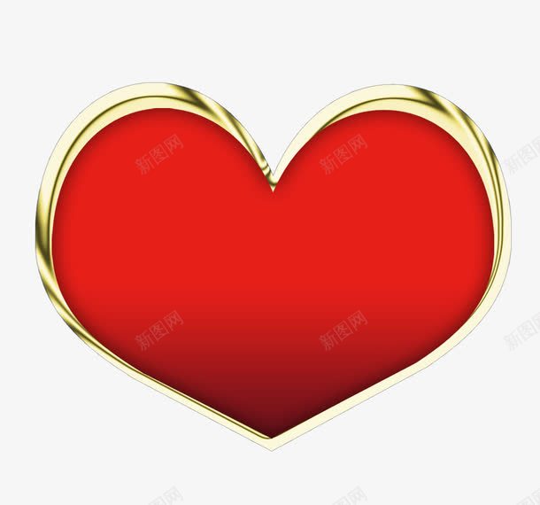 红色简约金边爱心边框png免抠素材_88icon https://88icon.com 免抠PNG 爱心 简约 红色 边框 金边