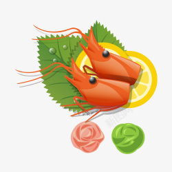 卡通手绘美味鲜虾头菜肴矢量图素材
