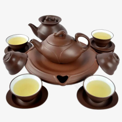有茶的茶杯和茶壶素材