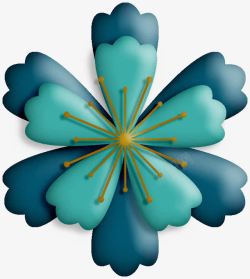 立体雕浮蓝色花朵素材