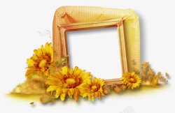 黄色花装饰相框素材