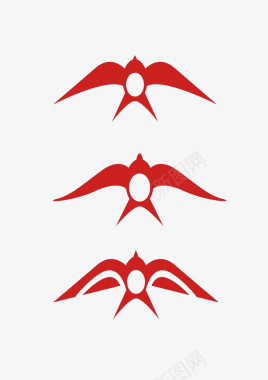 三只红色的燕子图案标志图标图标