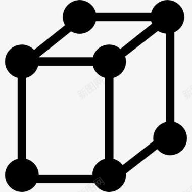 线框形状分子的立方体形状图标图标