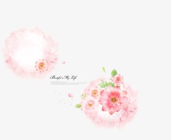 手绘粉色花卉意境画报素材