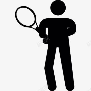 网球运动员网球运动员的剪影图标图标