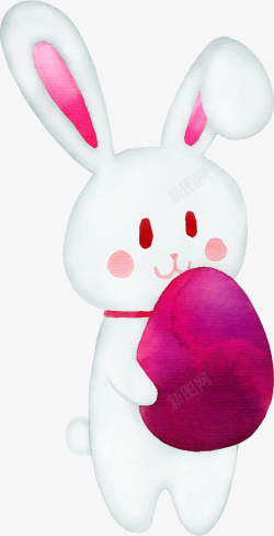 白色水彩彩蛋兔子素材