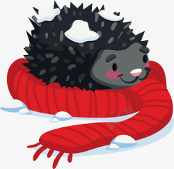 冬天刺猬趴在围巾上的可爱刺猬矢量图高清图片