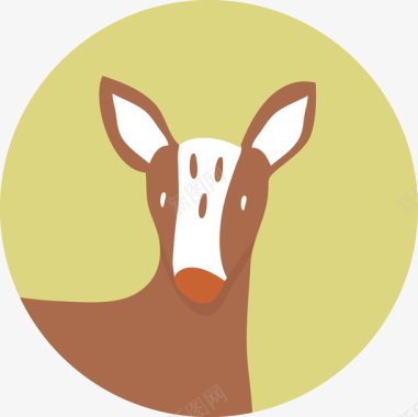 动物边框扁平化卡通的小鹿图标矢量图图标