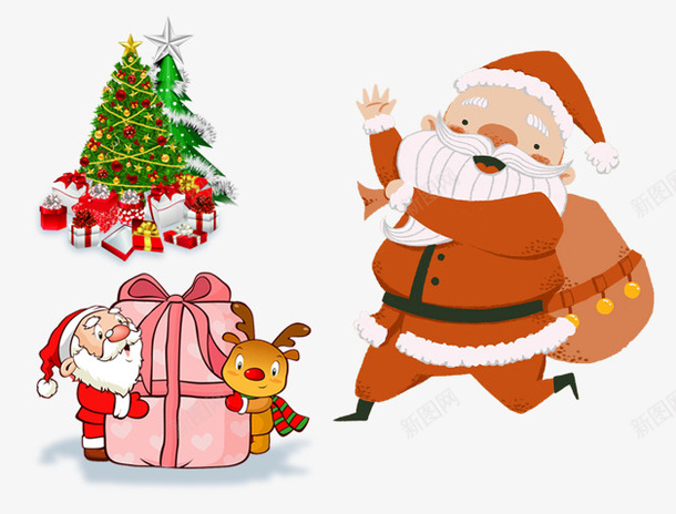 圣诞老人圣诞树礼物装饰psd免抠素材_88icon https://88icon.com 圣诞 圣诞树 圣诞节 礼物 装饰