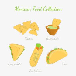 手绘彩色墨西哥食物素材