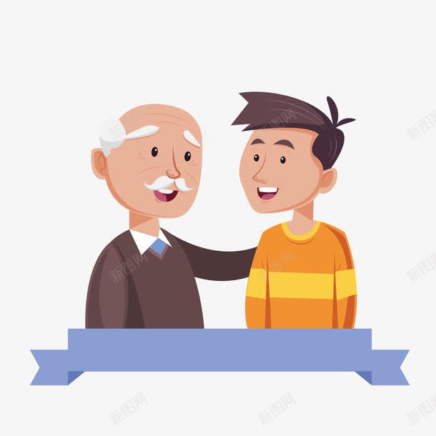 卡通爷爷和孙子png免抠素材_88icon https://88icon.com 卡通人物 爷爷与孙子 男孩 老爷爷 背景装饰