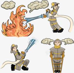 消防员灭火插画素材